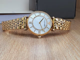 Emporio Armani Gianni T Bar White Mother of Pearl Dial Gold Steel Strap Watch For Women - AR1907 Authentic Buy Shop Now