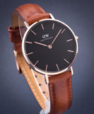 Daniel Wellington Petite St Mawes Black Dial Brown Leather Strap Watch For Women - DW00100169 Authentic Buy Shop Now