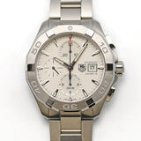 Tag Heuer Aquaracer Caliber 16 Automatic Chronograph White Dial Silver Steel Strap Watch for Men - CAY2111.BA0927 Authentic Buy Shop Now