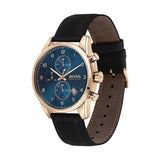 Hugo Boss Skymaster Chronograph Blue Dial Black Leather Strap Watch for Men - 1513783 Authentic Buy Shop Now