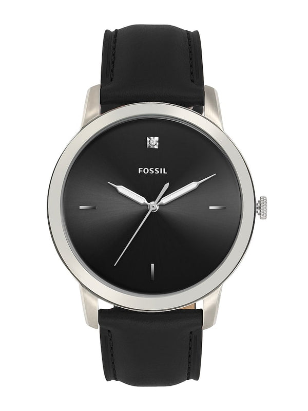 Fossil The Minimalist Carbon Series Black Dial Black Leather Strap Watch for Men - FS5497 Authentic Buy Shop Now