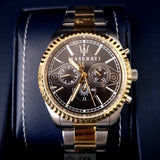 Maserati Competizione Chronograph Black Dial Two Tone Steel Strap Watch For Men - R8853100016 Authentic Buy Shop Now