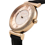 Michael Kors Catlin Rose Gold Crystal Dial Black Leather Strap Watch for Women - MK2376 Authentic Buy Shop Now