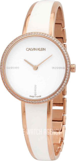 Calvin Klein Seduce Seduction White Dial Two Tone Steel Strap Watch for Women - K4E2NX1T Authentic Buy Shop Now