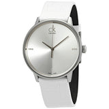 Calvin Klein Accent Silver Dial White Leather Strap Watch for Women - K2Y2Y1KW Authentic Buy Shop Now