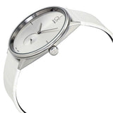 Calvin Klein Accent Silver Dial White Leather Strap Watch for Women - K2Y211K6 Authentic Buy Shop Now
