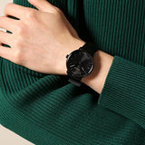 Calvin Klein High Noon Quartz Black Dial Black Leather Strap Watch for Men - K8M214CB Authentic Buy Shop Now