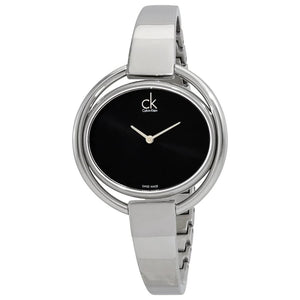 Calvin Klein Impetuous Black Dial Silver Steel Strap Watch for Women - K4F2N111 Authentic Buy Shop Now