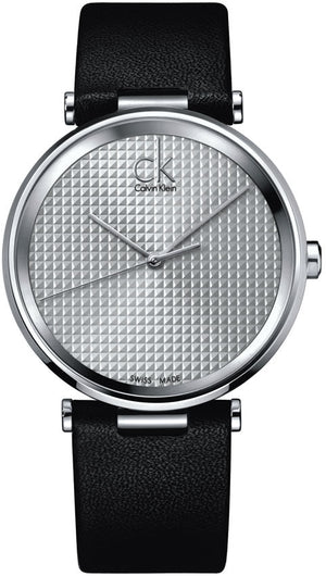 Calvin Klein Sight Silver Dial Black Leather Strap Watch for Men - K1S21120 Authentic Buy Shop Now