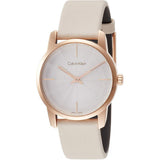 Calvin Klein City Silver Dial White Leather Strap Watch for Women - K2G236X6 Authentic Buy Shop Now
