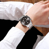 Calvin Klein Masculine Chronograph Black Dial Silver Steel Strap Watch for Men - K2H27104 Authentic Buy Shop Now