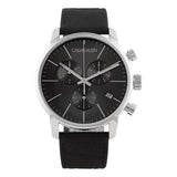 Calvin Klein City Chronograph Black Dial Black Leather Strap Watch for Men - K2G271C3 Authentic Buy Shop Now