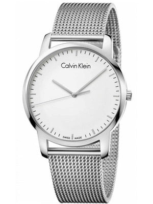 Calvin Klein City Chronograph White Dial Silver Mesh Bracelet Watch for Men - K2G2G126 Authentic Buy Shop Now
