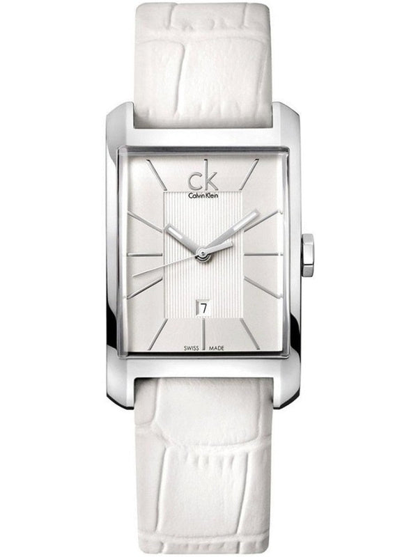 Calvin Klein Window White Dial White Leather Strap Watch for Men - K2M21120 Authentic Buy Shop Now