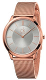 Calvin Klein Minimal White Dial Rose Gold Mesh Bracelet Watch for Men - K3M21626 Authentic Buy Shop Now