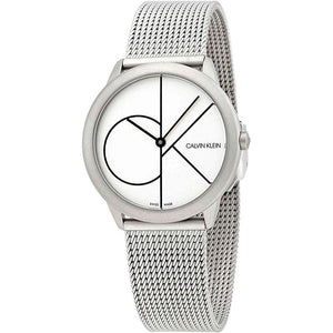 Calvin Klein Minimal White Dial Silver Mesh Bracelet Watch for Women - K3M5215X Authentic Buy Shop Now