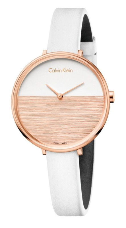 Calvin Klein Rise White Dial White Leather Strap Watch for Women - K7A236LH Authentic Buy Shop Now