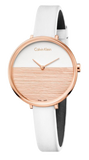 Calvin Klein Rise White Dial White Leather Strap Watch for Women - K7A236LH Authentic Buy Shop Now
