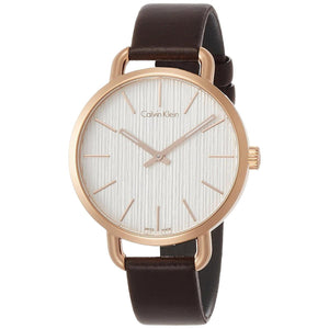 Calvin Klein Even White Dial Brown Leather Strap Watch for Women - K7B236G6 Authentic Buy Shop Now