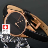Calvin Klein Rebel Black Dial Black Leather Strap Watch for Women - K8P236C1 Authentic Buy Shop Now