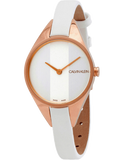 Calvin Klein Rebel White Grey Dial White Leather Strap Watch for Women - K8P236L6 Authentic Buy Shop Now