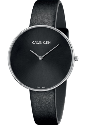 Calvin Klein Full Moon Black Dial Black Leather Strap Watch for Women - K8Y231C1 Authentic Buy Shop Now