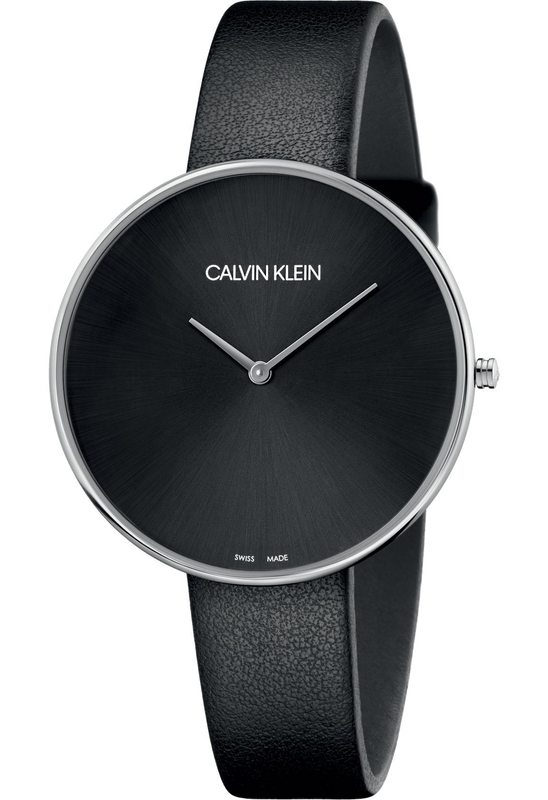 Calvin Klein Full Moon Black Dial Black Leather Strap Watch for Women - K8Y231C1 Authentic Buy Shop Now