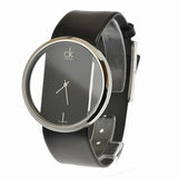 Calvin Klein Glam Transparent Dial Black Leather Strap Watch for Women - K9423107 Authentic Buy Shop Now