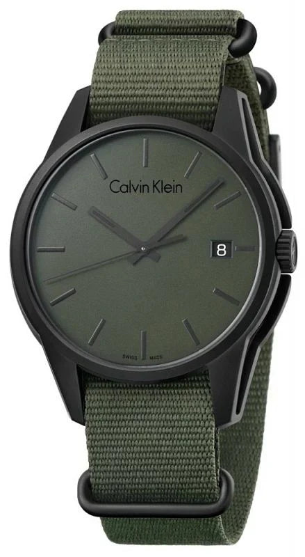 Calvin Klein Tone Green Dial Green NATO Strap Watch for Men - K7K514WL Authentic Buy Shop Now