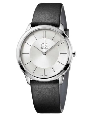 Calvin Klein Minimalist White Dial Black Leather Strap Watch for Men - K3M211C6 Authentic Buy Shop Now