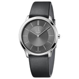 Calvin Klein Minimal Grey Dial Black Leather Strap Watch for Men - K3M221C4 Authentic Buy Shop Now