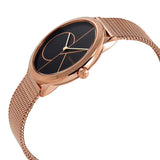 Calvin Klein Minimal Black Dial Rose Gold Mesh Bracelet Watch for Men - K3M22621 Authentic Buy Shop Now