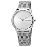 Calvin Klein Minimal SIlver Dial Silver Mesh Bracelet Watch for Women - K3M221Y6 Authentic Buy Shop Now