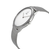 Calvin Klein Minimal White Dial Silver Mesh Bracelet Watch for Men - K3M2112Y Authentic Buy Shop Now