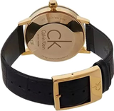 Calvin Klein Post Minimal Gold Dial Black Leather Strap Watch For Men - K7621501 Authentic Buy Shop Now