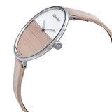 Calvin Klein Rise White Beige Dial Beige Leather Strap Watch for Women - K7A231XH Authentic Buy Shop Now