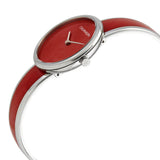 Calvin Klein Glam Transparent Dial Red Leather Strap Watch for Women - K9423144 Authentic Buy Shop Now