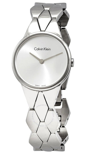 Calvin Klein Snake Silver Dial Silver Steel Strap Watch For Women - K6E23146 Authentic Buy Shop Now