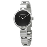 Calvin Klein Wavy Black Dial Silver Steel Strap Watch for Women - K9U23141 Authentic Buy Shop Now