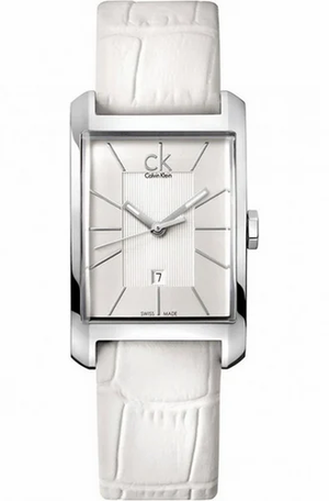 Calvin Klein Window White Dial White Leather Strap Watch for Women - K2M23120 Authentic Buy Shop Now