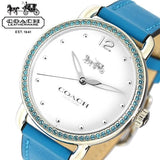 Coach Delancey White Dial Turquoise Leather Strap Watch for Women - 14502884 Authentic Buy Shop Now