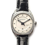 Gucci GG2570 Diamonds Silver Dial Black Leather Strap Watch For Women - YA142507 Authentic Buy Shop Now