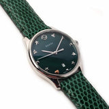 Gucci G-Timeless Green Mother of Pearl Dial Green Leather Strap Watch For Women - YA126585 Authentic Buy Shop Now