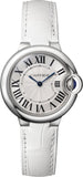 Cartier Ballon Bleu De Cartier Silver Dial White Leather Strap Watch for Women - W6920086 Authentic Buy Shop Now
