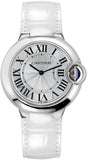 Cartier Ballon Bleu de Cartier Silver Dial White Leather Strap Watch for Women - W6920087 Authentic Buy Shop Now