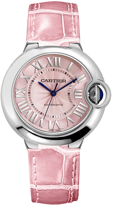 Cartier Ballon Bleu De Cartier Pink Dial Pink Leather Strap Watch for Women - WSBB0007 Authentic Buy Shop Now