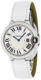 Cartier Ballon Bleu de Cartier Silver Dial White Leather Strap Watch for Women - W6920087 Authentic Buy Shop Now