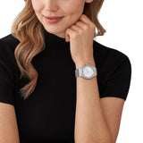 Michael Kors Lennox Three-Hand Silver Dial Gold Steel Strap Watch For Women - MK7278 Authentic Buy Shop Now