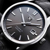 Tag Heuer Carrera Automatic Black Dial Black Leather Strap Watch for Men - WAR201A.FC6266 Authentic Buy Shop Now