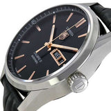 Tag Heuer Carrera Calibre 5 Automatic Black Dial Black Leather Strap Watch for Men - WAR201C.FC6266 Authentic Buy Shop Now